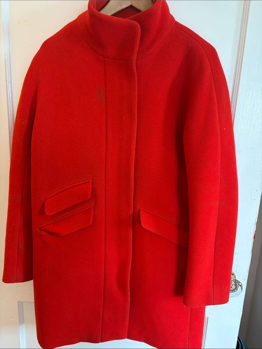 J. Crew Bright Red Wool Zip-Front Coat - Picture 4 of 4